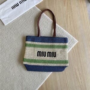 Miu Miu Crochet Tote Bag Colorblock Slouchy Chic